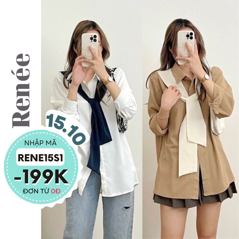 Áo sơ mi tay dài Renee Áo kiểu thuỷ thủ quàng khăn 4 màu thời trang phong cách Hàn Quốc - AS96
