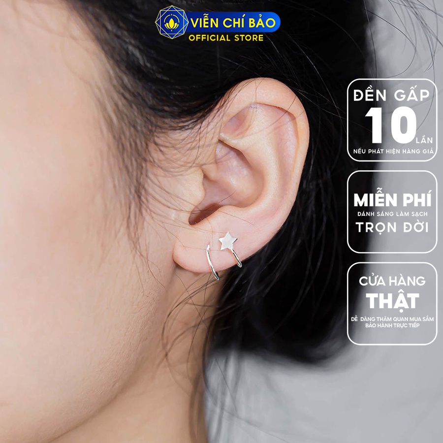 Khuyên tai bạc nữ xoắn ngôi sao chất liệu bạc 925 thời trang phụ kiện trang sức Viễn Chí Bảo B400483x