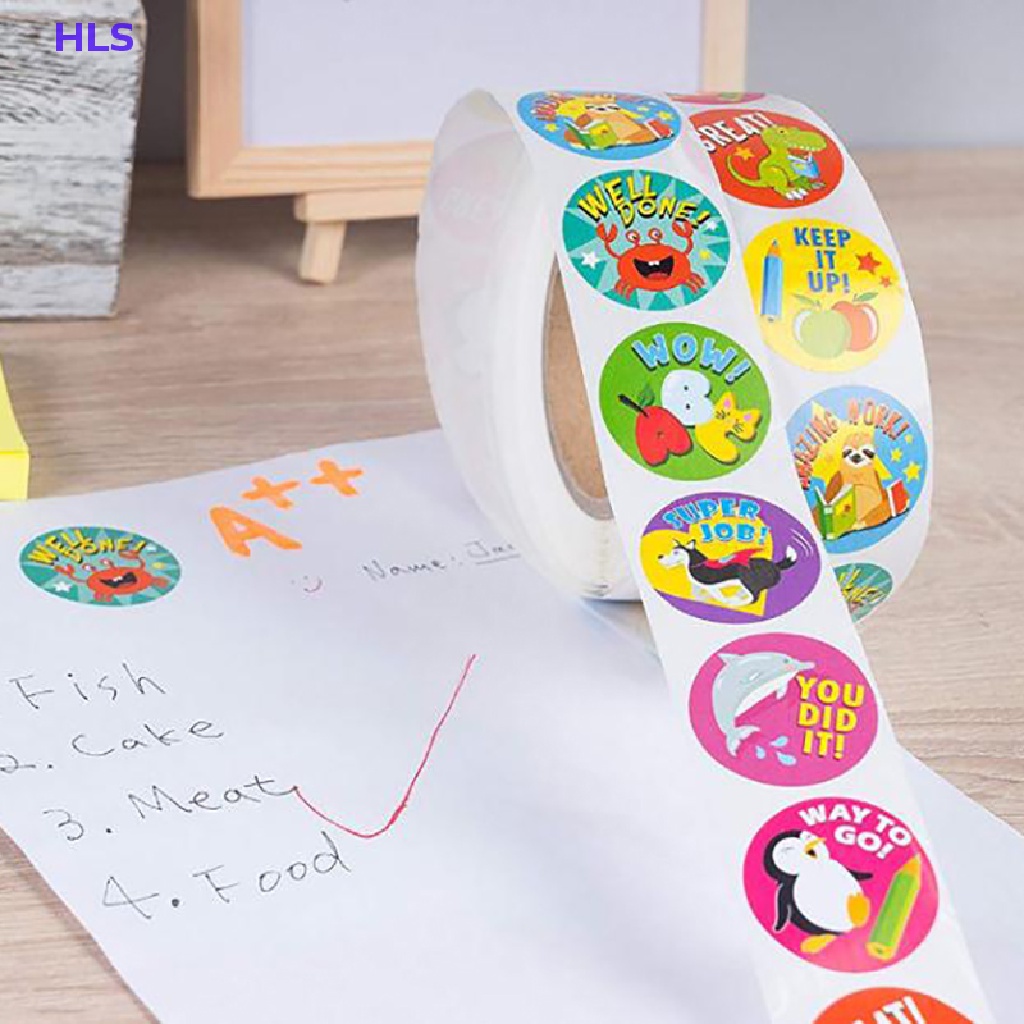 Cuộn 500 Miếng Dán Hình Động Vật Dễ Thương Dùng Làm Phần Thưởng Cho Học Sinh