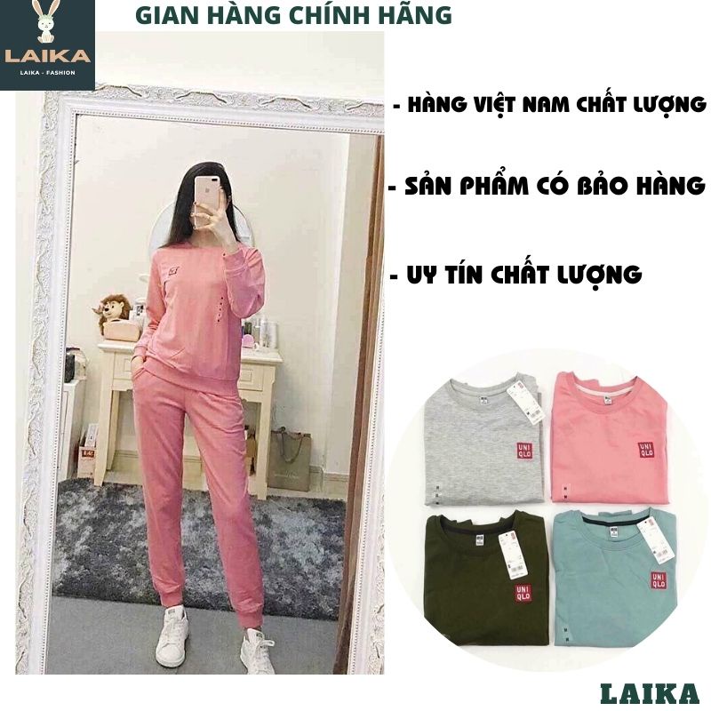 Bộ nỉ nữ UNI thu đông chất vải nỉ dày dặn, Set đồ nữ quần áo dài tay nhiều màu trẻ trung phong cách Hàn Quốc - LAIKA