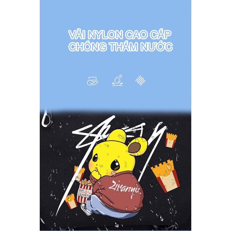 Balo thời trang nam nữ ulzzang teen thể thao đi học đi chơi họa tiết in hình pikachu 9335