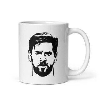 Ly Cốc sứ Cao Cấp hình vẽ Messi trắng đen