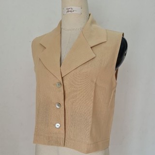 Áo sát nách croptop linen cổ danton