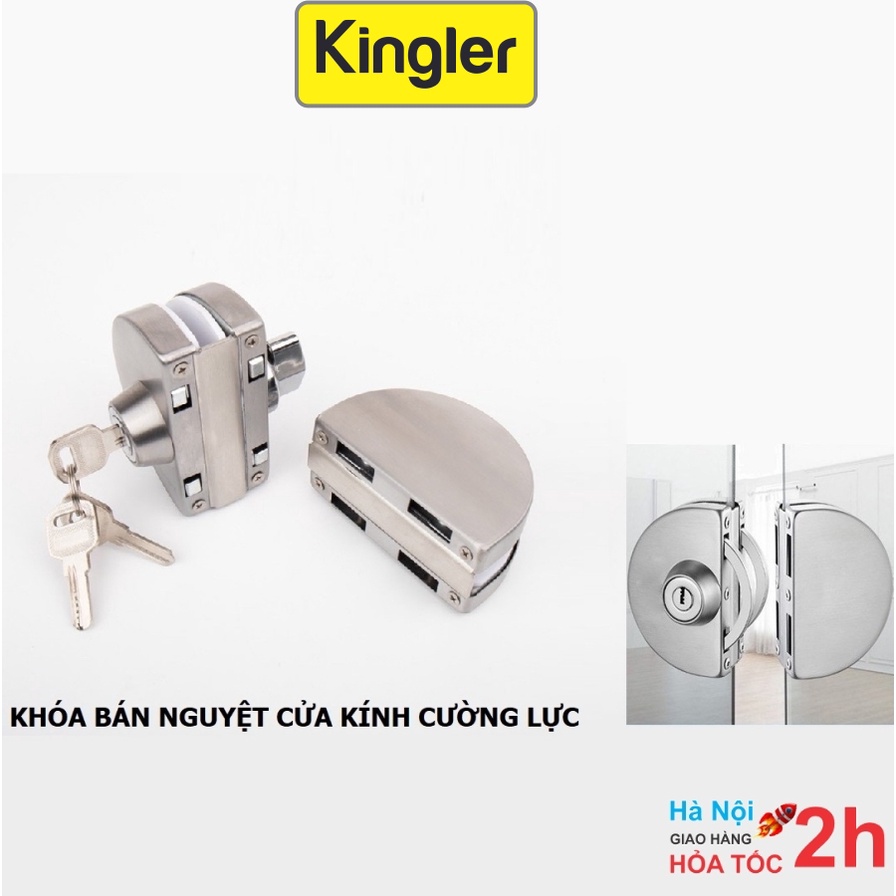 Khóa Cửa - Kingler, Bán Nguyệt Cửa Lùa Kính 10 - 12 ly, Tiện Dụng, Nhanh Chóng, Lắp Đặt Không Phải Khoan Cắt Kính 3205