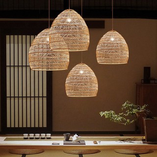 Đèn thả bàn ăn đèn mây tre đèn thả trần phong cách nhật bản đèn retro decor đèn chùm đèn trần phòng khách đèn bếp