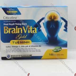 Hoạt huyết thông mạch Brain Vita Gold Tuệ Minh hộp 100 viên