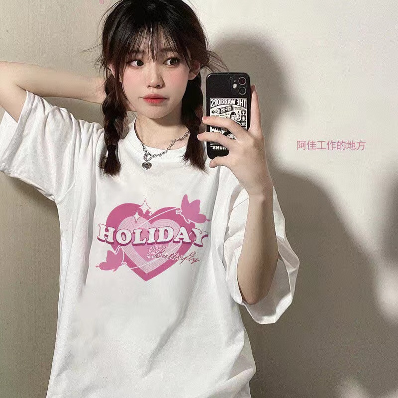 NRVP Áo Thun Unisex Mùa Hè Dáng Suông Tay Cộc Phong Cách Hàn Quốc Cho Nam Nữ