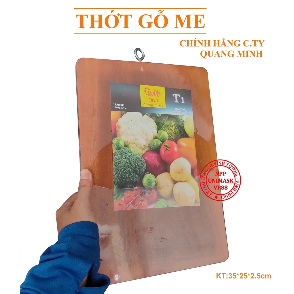 Thớt Gỗ Me Hình Vuông Công Ty Quang Minh Hàng Xuất Khẩu, Kích Thước 33x21x3cm