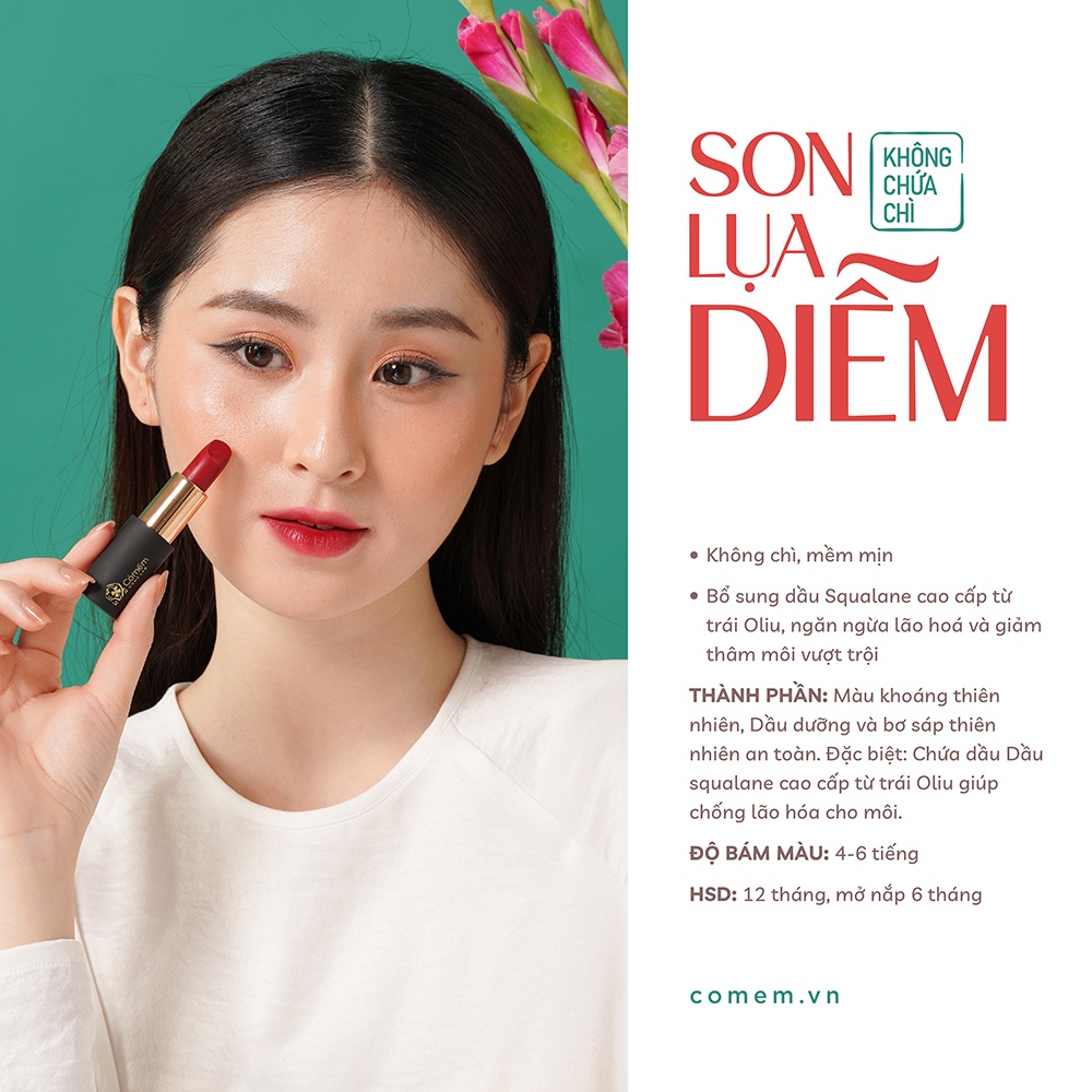 Son Môi Lụa Diễm Không Chì Mềm Mịn Mướt Môi An Toàn Từ Thiên Nhiên Cỏ Mềm 4g | BigBuy360 - bigbuy360.vn