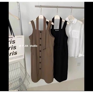Váy Yếm Set Bộ Sơ Mi Trắng Phối Yếm Váy Buộc Dây Eo Freesize