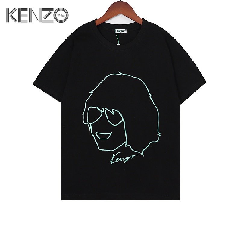 Áo Thun 100% Cotton Tay Ngắn Thêu Hình Đầu Hổ Kenzo Độc Đáo Cá Tính