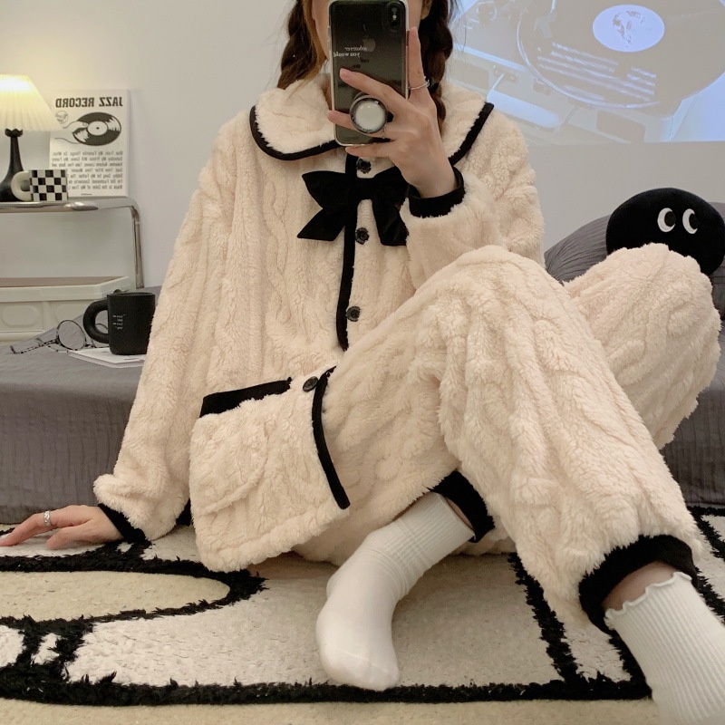 Set đồ ngủ DIDIKA vải cotton dày giữ ấm mùa đông phong cách công chúa mới năm 2022