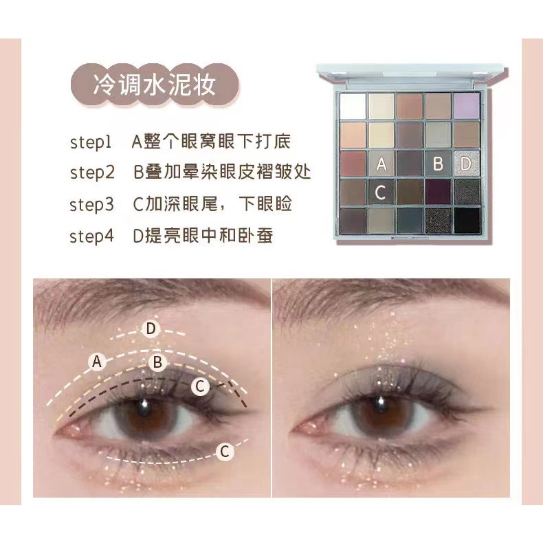 Bảng Phấn Mắt 25 Màu Khối Rubik Ánh Ngọc Trai Màu Cam Nâu Dùng Mỗi Ngày