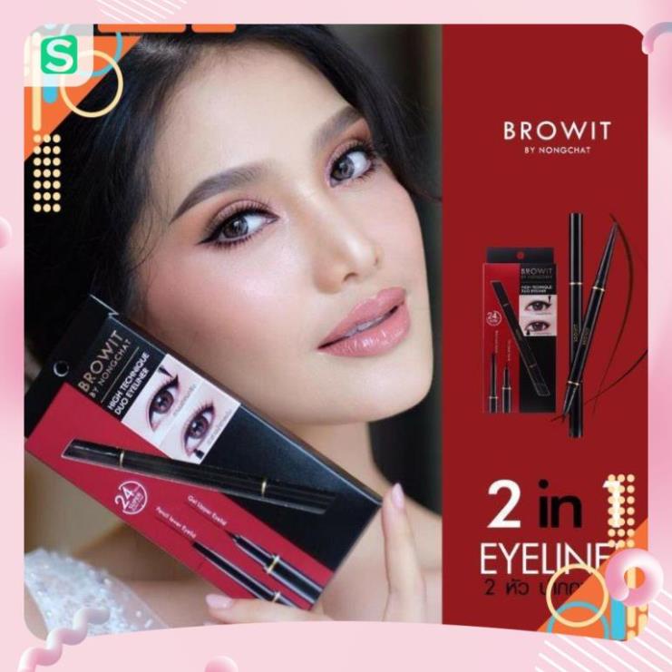 Bút Kẻ Mắt Hai Đầu Browit Hightechnique Duo Eyeliner Browit by Nongchat Thái lan 0.5ml + 0.14g