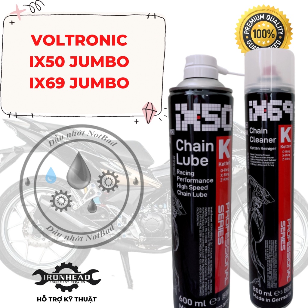 Xịt rửa sên - bôi trơn sên cao cấp Voltronic M50 - Dưỡng sên IX50 - IX50 Jumbo - Vệ sinh sên, Rửa sên IX69 IX69 Jumbo