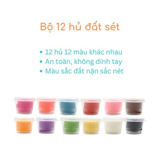 Bộ 12 hủ đất sét nặn 12 màu an toàn cho bé