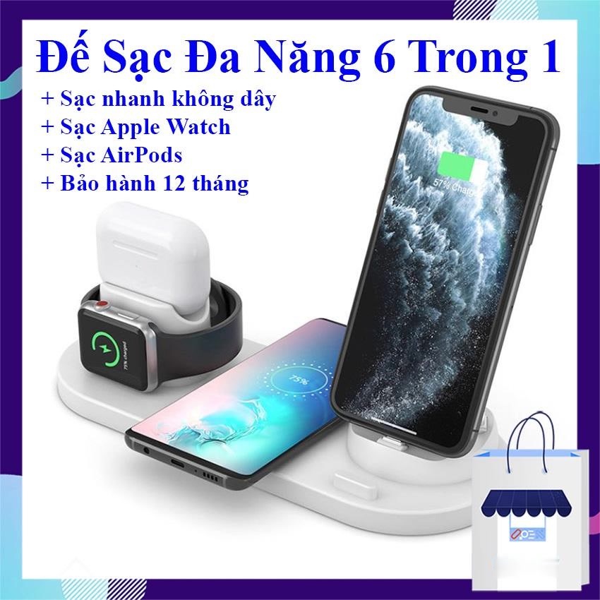 Bộ Sạc CẢM ỨNG Không Dây Đa Chức Năng WS5 6 IN 1 -Sạc Nhanh - Đa Cổn -Tiện Lợi Khi Di Chuyển - An Toàn Bảo Hành 06 Tháng