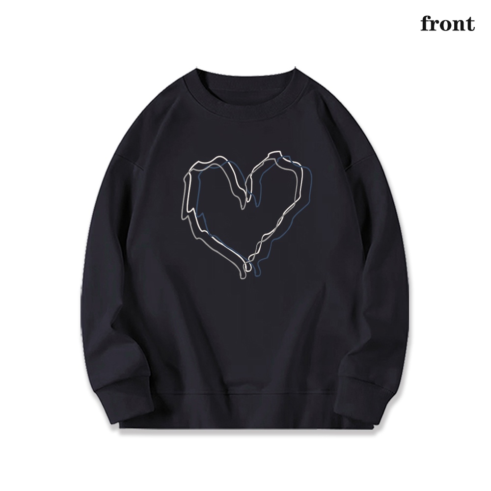 Áo hoodie/ Áo sweater/ Áo thun RDGF cổ tròn dài tay in hình trái tim màu đen phong cách Hàn Quốc thời trang cho nữ
