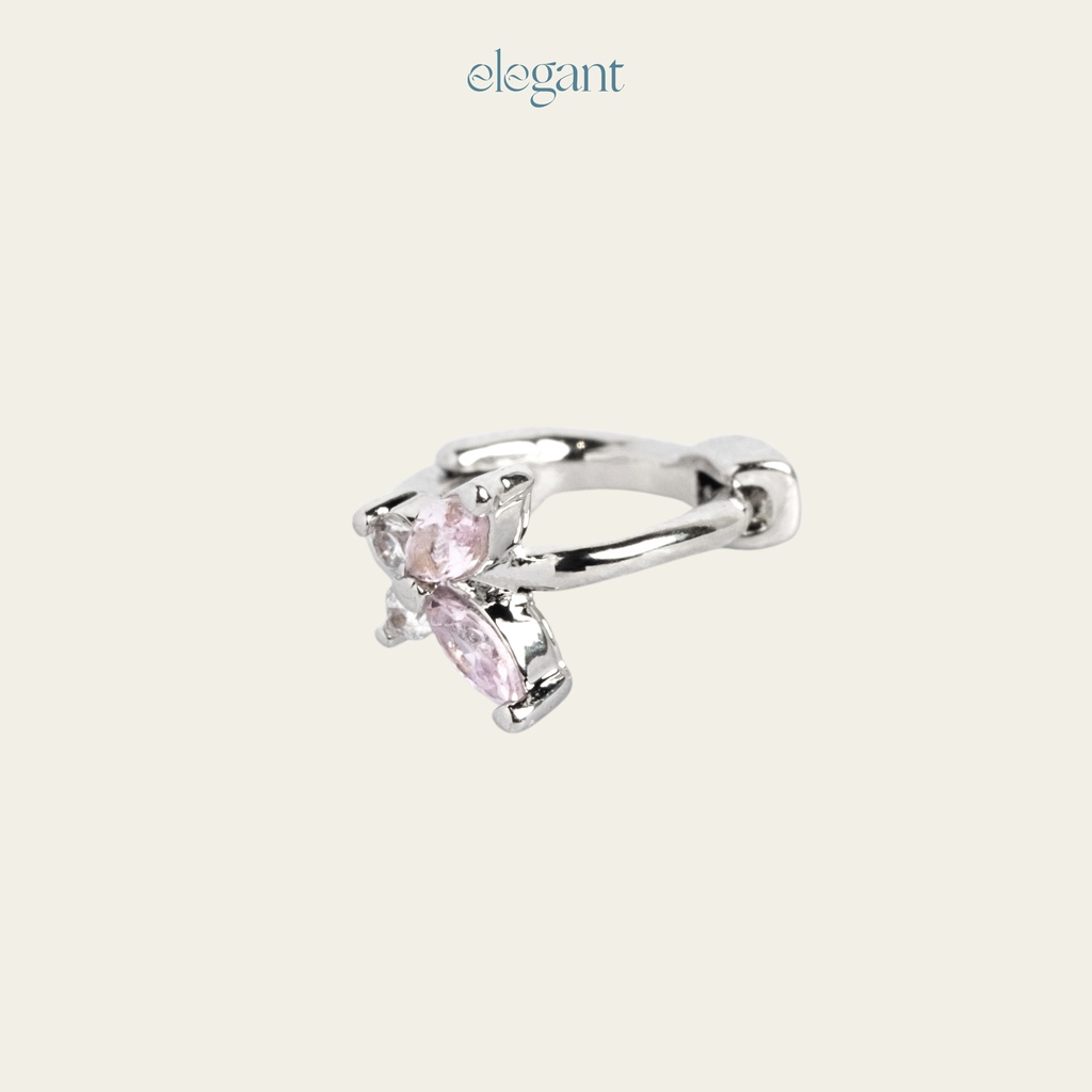 Khuyên tai vòng đá nhỏ PINK BUTTERFLY HOOP Elegant