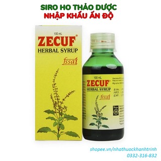 Siro Ho Zecuf Herbal Syrup nhập khẩu Ấn Độ, chai 100ml