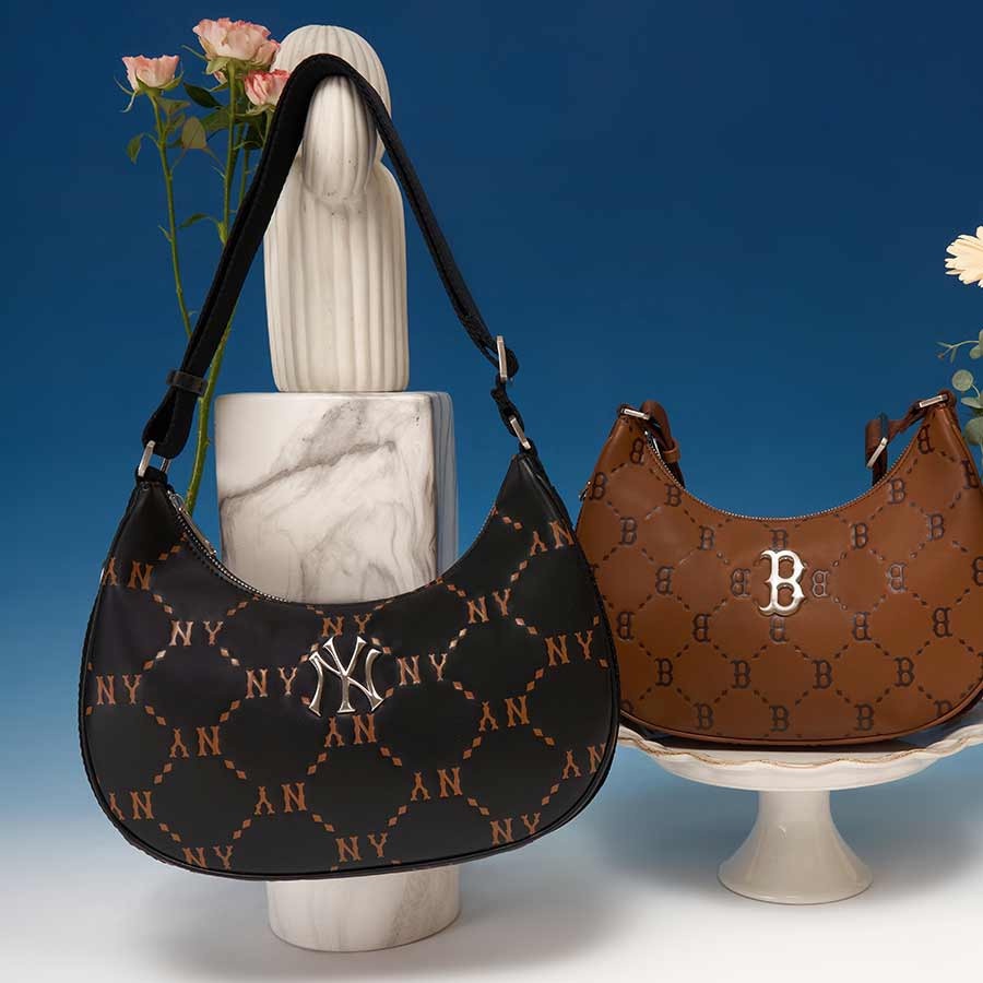 ✅ [ HÀNG CHUẨN 1:1 CÓ VIDEO] Túi Đeo Vai / Túi đeo chéo MLB Monogram PU Hobo New York Yankees 3ABQL0