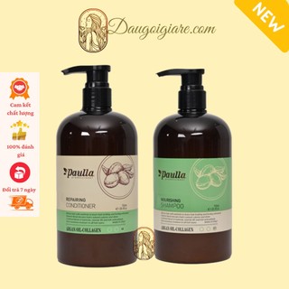 Dầu gội xả Paulla Argan Oil collagen 750ML * 2 phục hồi tế bào mầm tóc giảm gãy rụng kiềm dầu Chuyên dụng cho Salon