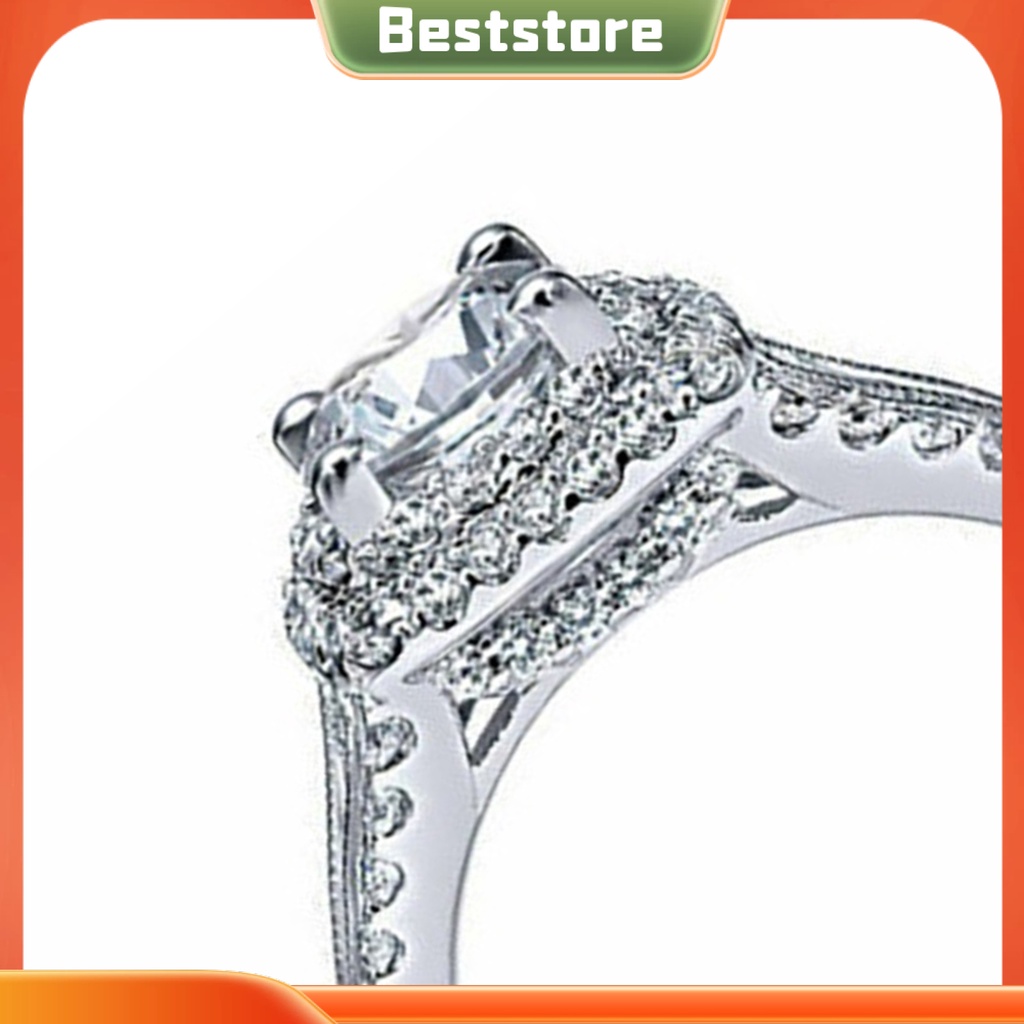 Nhẫn Đính Đá Kim Cương Giả Hai Lớp Không Phai Màu Trọng Lượng Nhẹ Cho Nữ