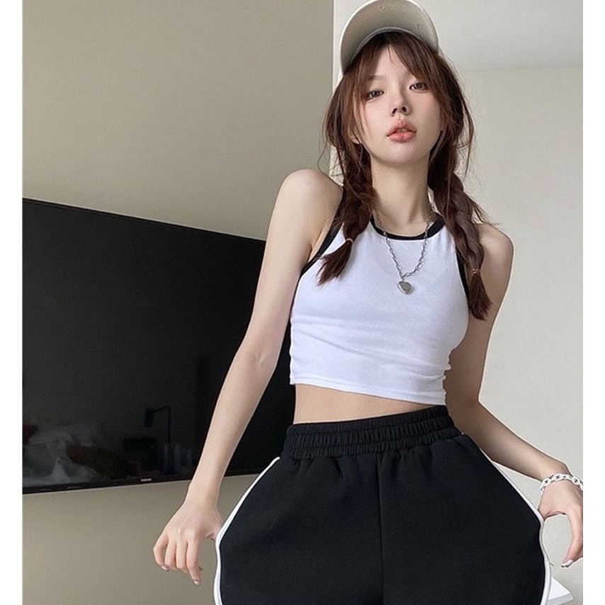 Áo croptop ba lỗ thun tăm phối viền nhiều màu dáng croptop nữ - dáng ôm co dãn cá tính siêu xinh KCT01
