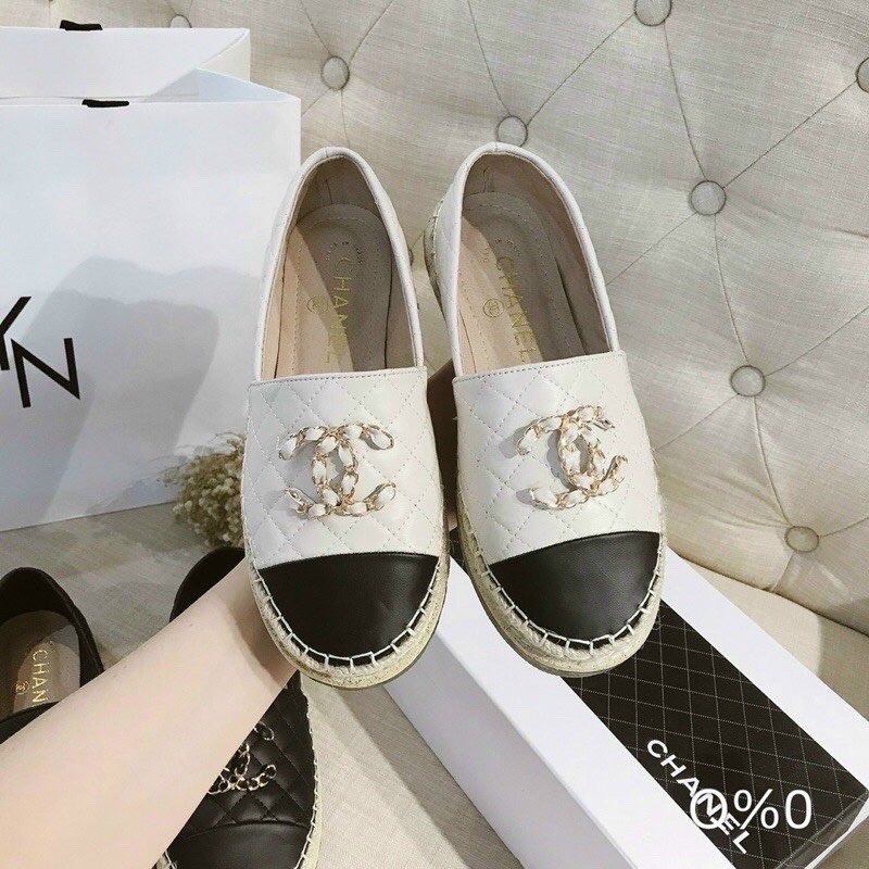 Giày búp bê mũi tròn chần chỉ chữ X phối xích đề viền cói siêu đẹp, độn đế 2cm