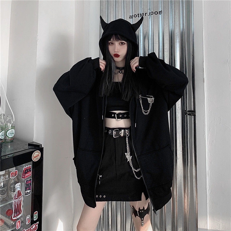 Áo Khoác Hoodie Màu Đen Dáng Rộng Phong Cách Hàn Quốc Có Size Lớn Cho Nữ Lên Đến 100kg