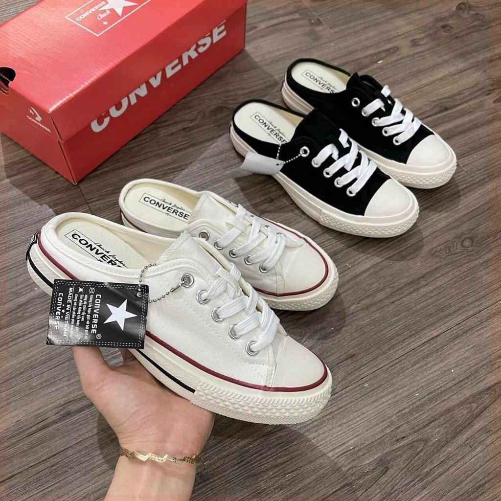 Nữ Đen - Trắng Cao Cấp - Sneaker Đạp Gót Mới R2352 Ryze.Sneaker