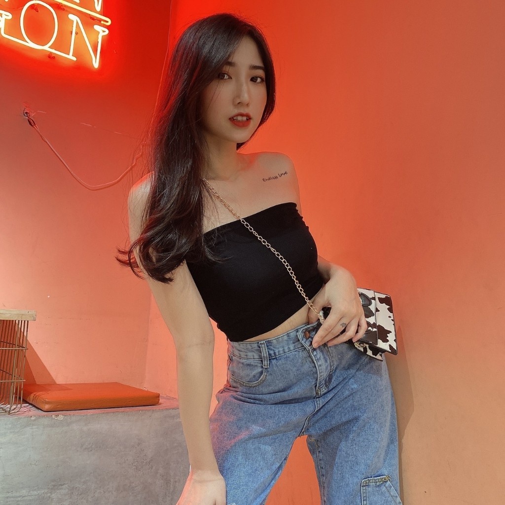 Áo Ống Croptop Chất Thun Dày Dặn Co Giãn 3 Màu Cơ Bản Trắng Đen Nâu Mẫu Hot Mùa Hè Kèm Ảnh Thật Cận Chất Vải