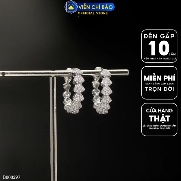 Bông tai đốt vảy đính đá chất liệu bạc Ý 925 thời trang phụ kiện trang sức nữ Viễn Chí Bảo B000297