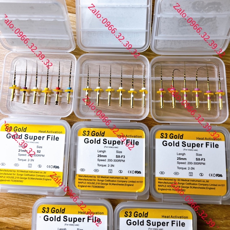 Trâm máy nội nha Dẻo- kháng gãy S3 Gold File máy nội nha dẻo File máy S3 Gold Trâm máy S3 Gold