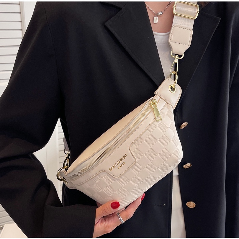 Túi đeo chéo IELGY dáng nhỏ họa tiết kẻ sọc ca rô phong cách Hàn Quốc thời trang dành cho nữ