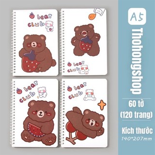 Sổ gáy lò xo a5 gấu nâu