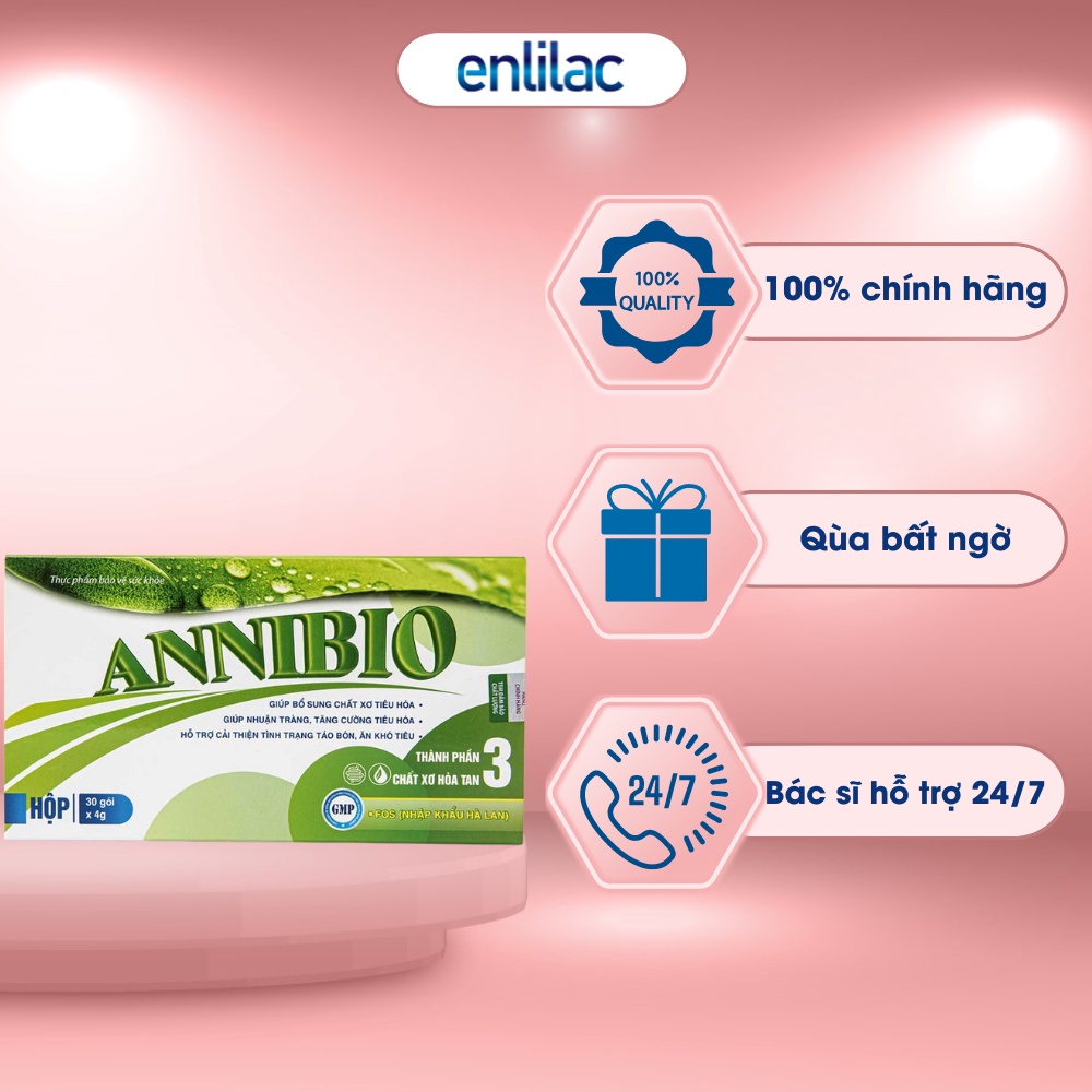 ANNIBIO Chất xơ hòa tan - Hộp 30 gói Bổ sung chất xơ tiêu hóa, giúp nhuận tràng, tăng cường tiêu hóa