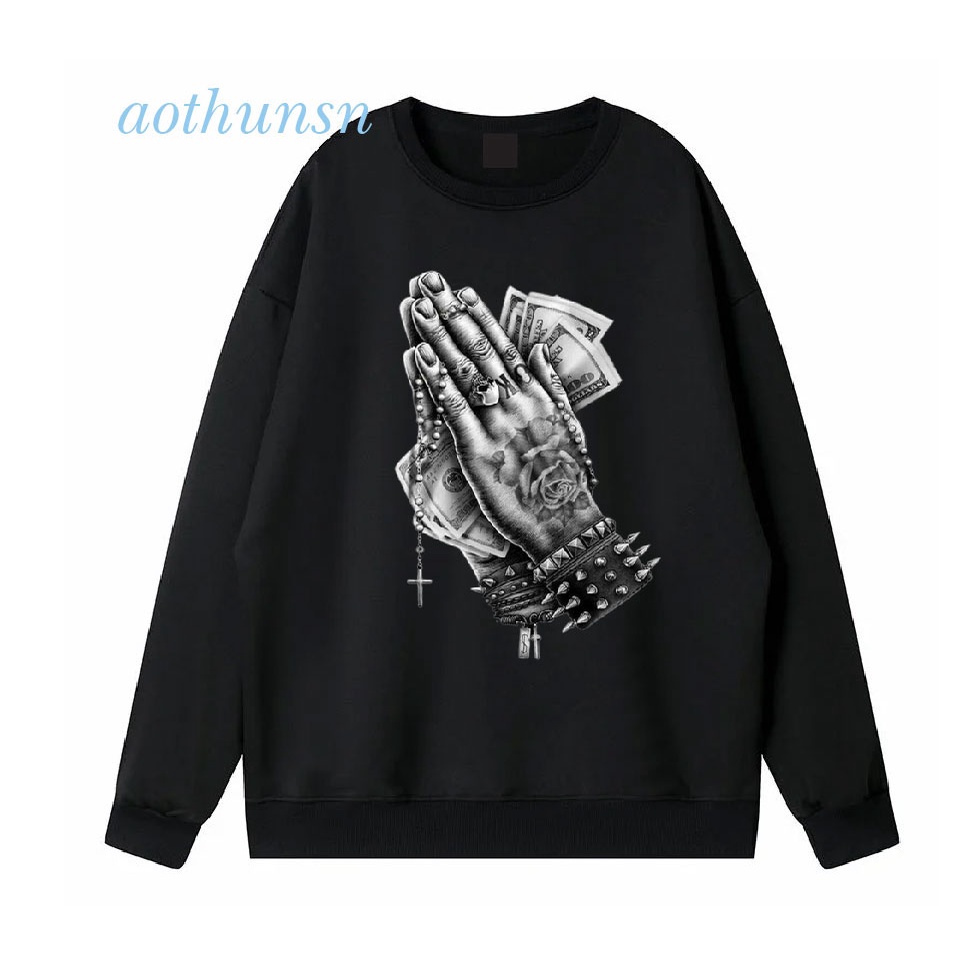 (aothunsn) Áo sweater nỉ bông tay dài BÀN TAY