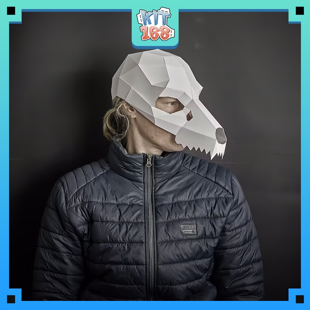 Mô hình giấy Mặt nạ Dog Skull Mask  size thật