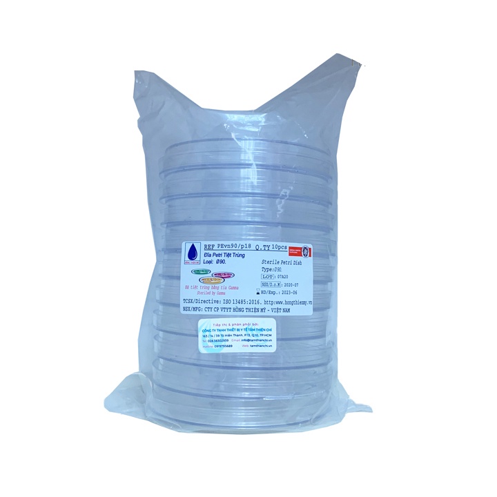 Đĩa Petri nhựa size 90mm HTM túi 10 cái