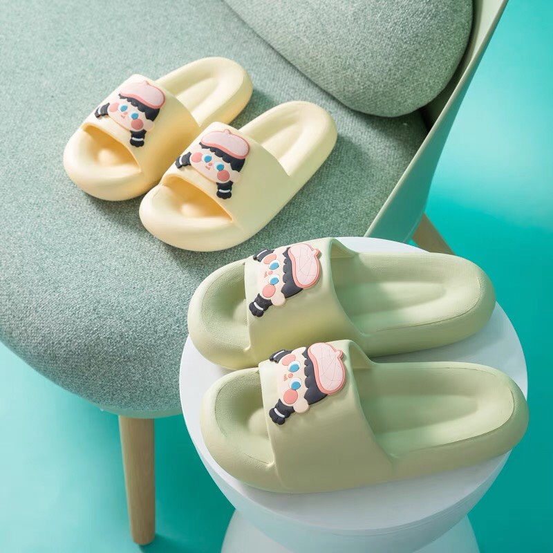 Dép quai ngang dạng bánh mì sticker cô gái dễ thương, dùng đi du lịch đi chơi xinh xắn