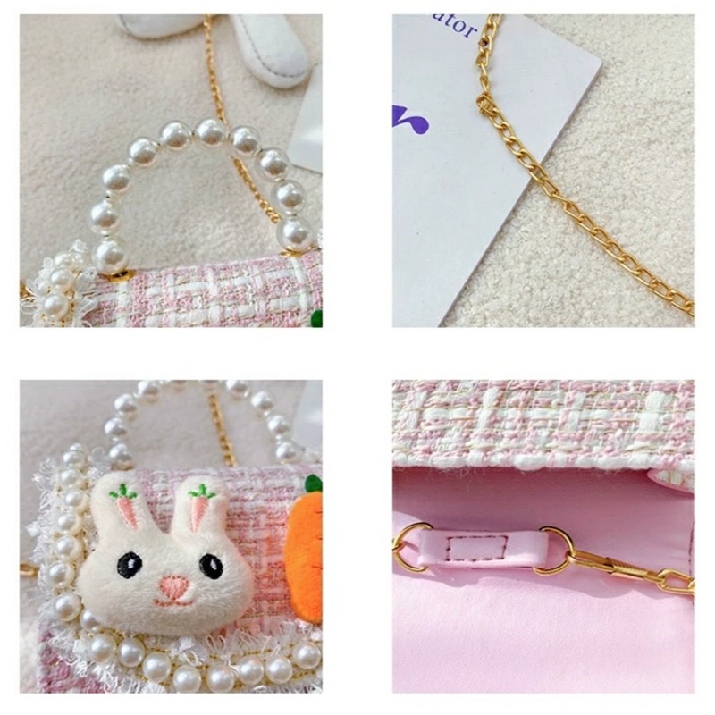 Túi xách mini, đeo chéo đính ngọc trai nhân tạo thời trang xinh xắn cho bé gái