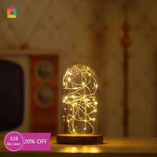 Lồng kính hình vòm với đèn led và đế gỗ dùng trưng bày tại nhà diy đẹp