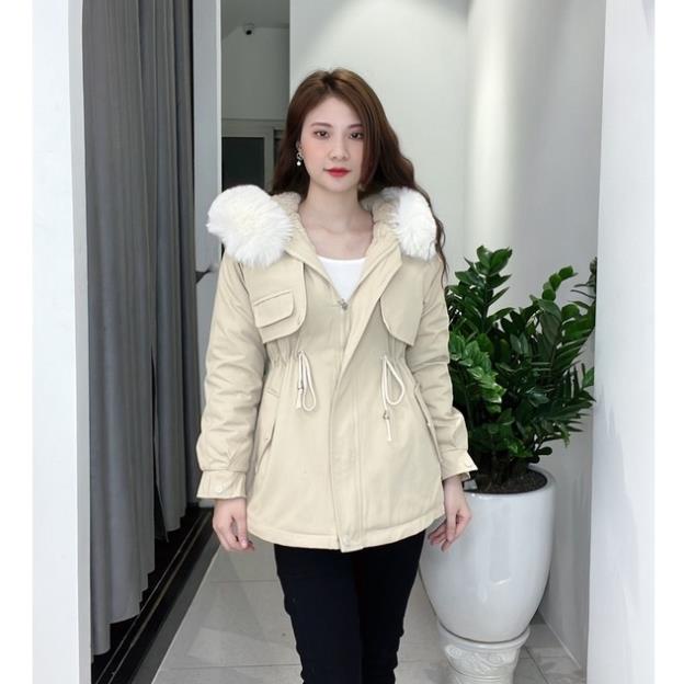 Áo khoác Parka nữ kaki 100% đại hàn trần lông dày dặn siêu ấm siêu đẹp chịu lạnh tốt phong cách Hàn Quốc Eva Lover