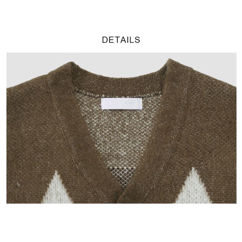 Áo Khoác len Cardigan thiết Kế phối màu nhẹ nhàng Vintage Phong Cách Hàng Quôc