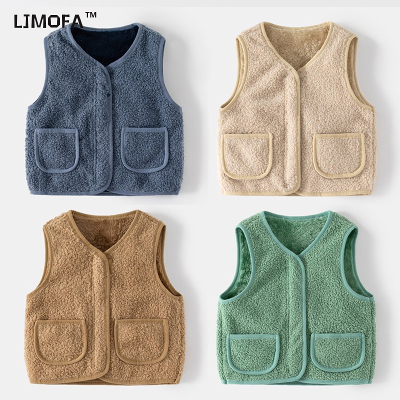 LJMOFA KIDS 1-6 tuổi trẻ em dày áo giáp hàn quốc trẻ em áo khoác bé trai cô gái màu rắn zipper áo sơ mi áo sơ mi trẻ em mùa thu fuffin ấm áo sơ mi trẻ em bán buôn