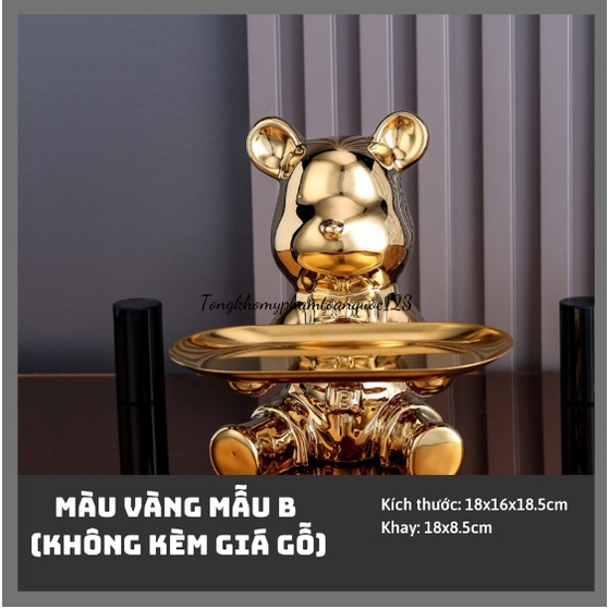 Khay đựng đồ/chìa khóa/bánh kẹo trang trí nội thất bằng gốm sứ hình gấu Bear nhiều kiểu dáng