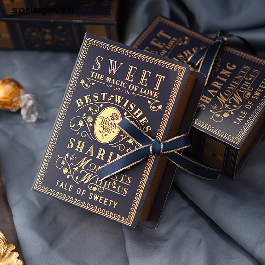 Hộp Đựng Kẹo Hình Cuốn Sách Đơn Giản Sáng Tạo Với Dây Ruy Băng Cho Tiệc Tùng