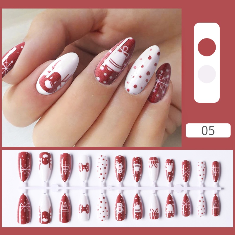 Set 24 móng tay UR SUGAR giả màu hồng kiểu pháp tiện dụng