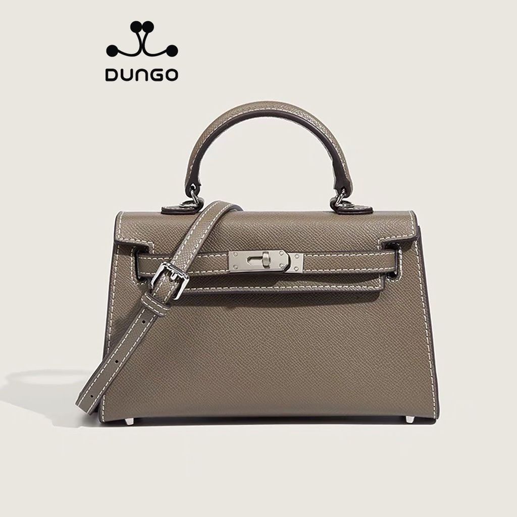 Túi Xách Nữ Kelly DUNGO DU0075 Size 22 Trắng/ Đen/ Nâu